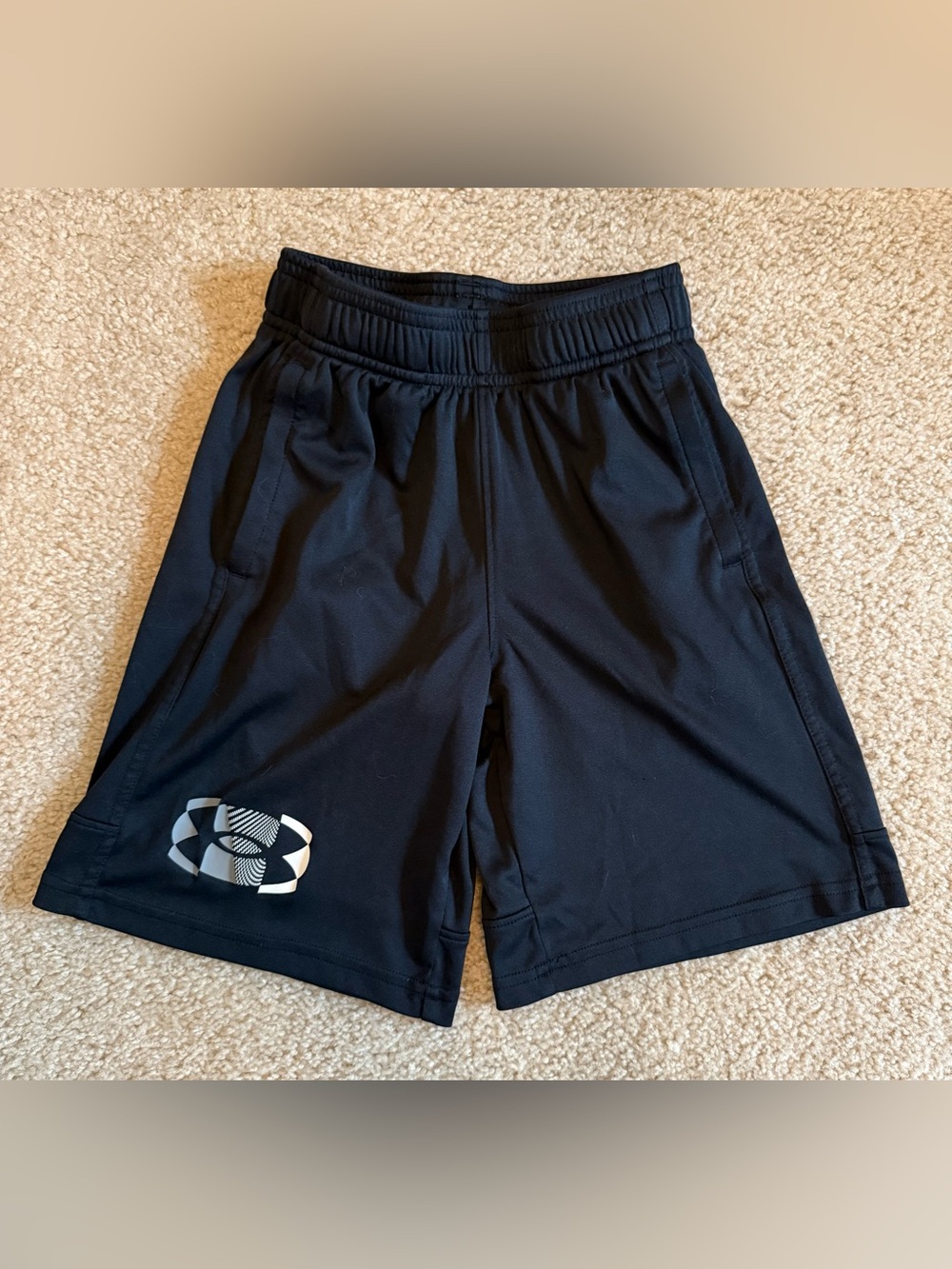 Under Armour Black Boys Athletic Training Shorts with Logo